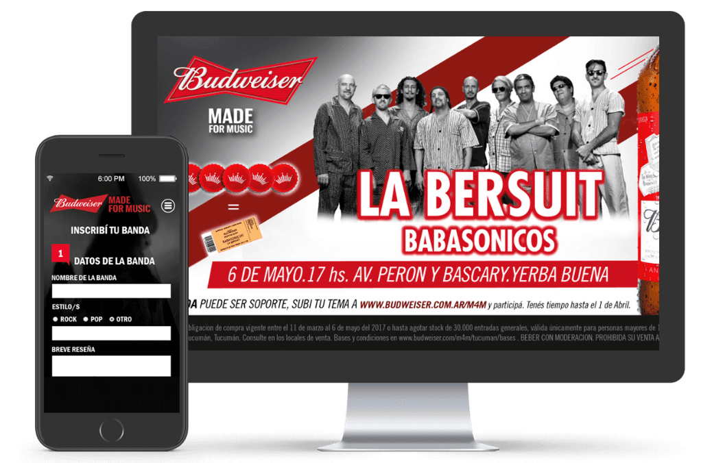 Flujo de registro y participación de bandas